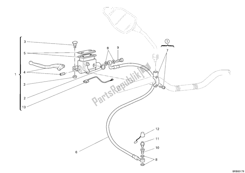Alle onderdelen voor de Koppeling Hoofdremcilinder van de Ducati Multistrada 620 USA 2006